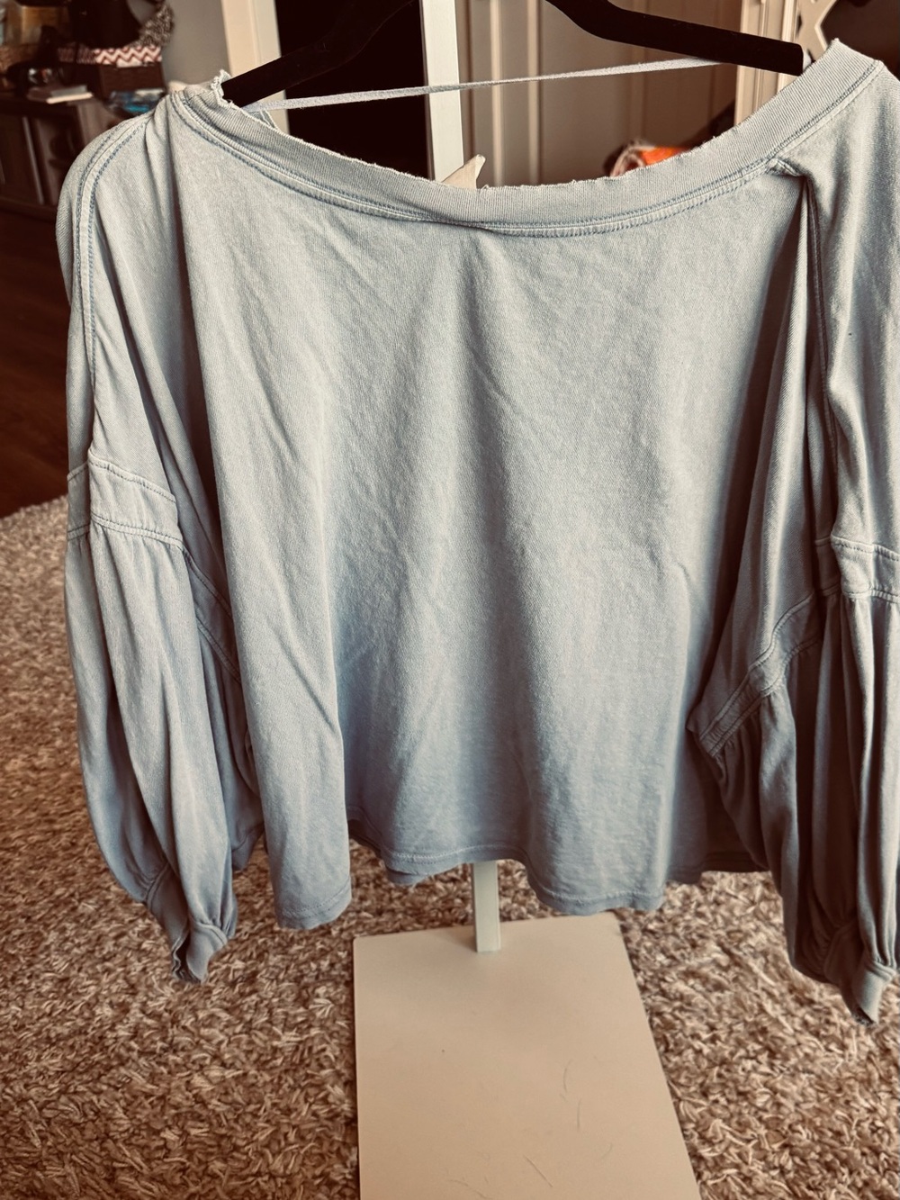 We The Free Light Blue Long Sleeve Scoop Neck Top - Picture 3 of 6
